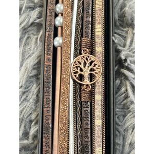 Women's Rose Gold Tree of Life‎ Wrap Bracelet Faux Suede Pearls